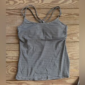 Athleta Blue and White Striped swim top size 36b/c